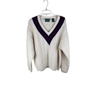 Robinson's private stock handknitted wool tennis sweater Size M Medium Cream
